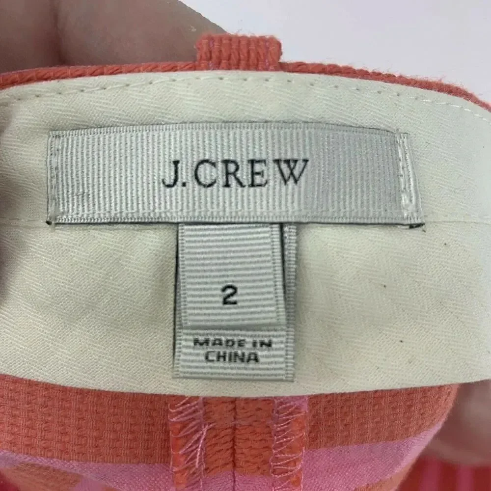 J Crew Bright Pink Striped Pencil Skirt Size 2